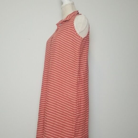 Stella Martini Italy Dress Women's Small Linen Striped Shirt Style Orange Stripe - Picture 2 of 6